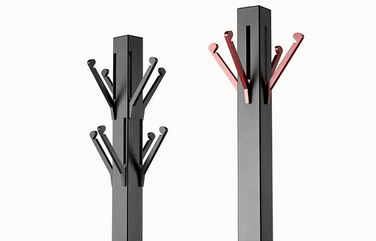 Porte-Manteau Totem, Une Touche De luxe Italien Porte-manteau à colonne avec base carrée en métal peint et supports verticaux et ouvrables à fermeture magnétique. Idéal pour: les espaces de réunion, les salles de réunion/salles de réunion, les magasins, les hôtels/bars/restaurants, le mobilier résidentiel et de bureau. Facultatif: supports de couleur.