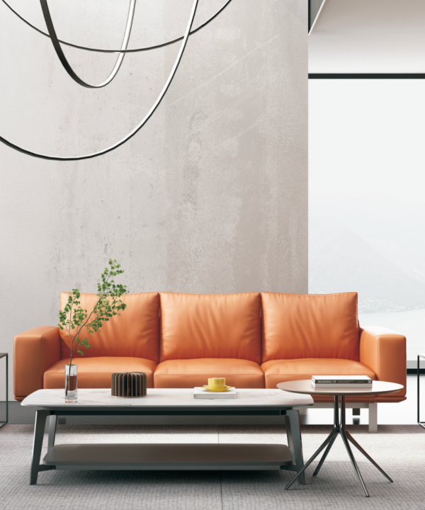 Canapé moderne de bureau en demi-cuir avec coutures allemandes