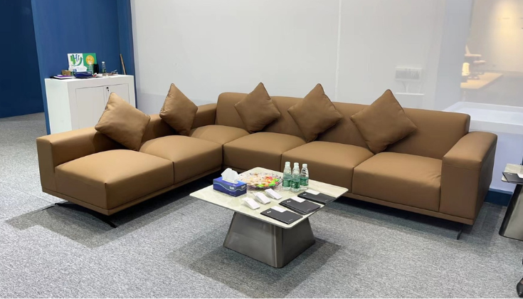 canapé d angle bureau FABIO cuir marron clair Maroc