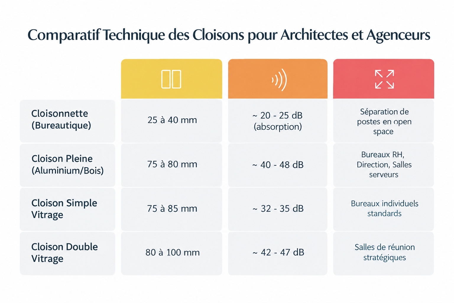 Blog comparison table for architects on office partitions